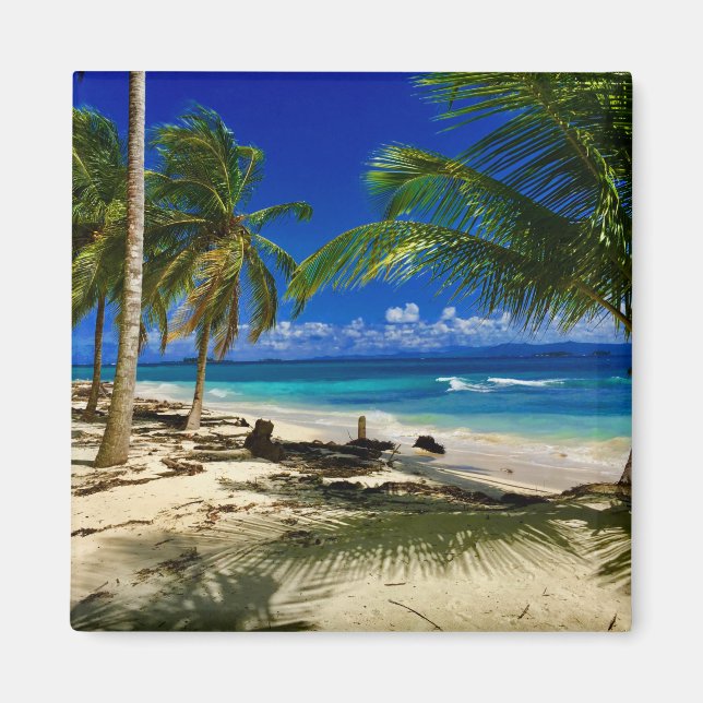 Tropical Palms San Blas Panama Sandy Beach Island Magnet (Front)