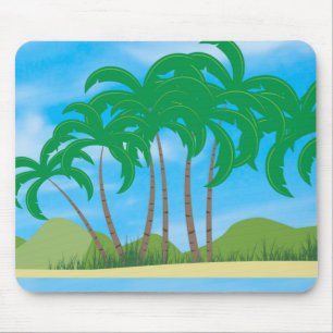 Tropical Palms Sand Blue Sky Elegant Template Mouse Mat