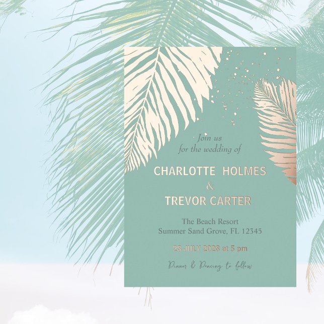 Tropical Palms Summer Beach Wedding Gold (Creator Uploaded)