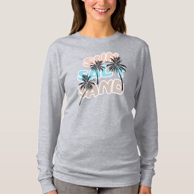 Tropical Palms Summer Graphic T-Shirt (Front)