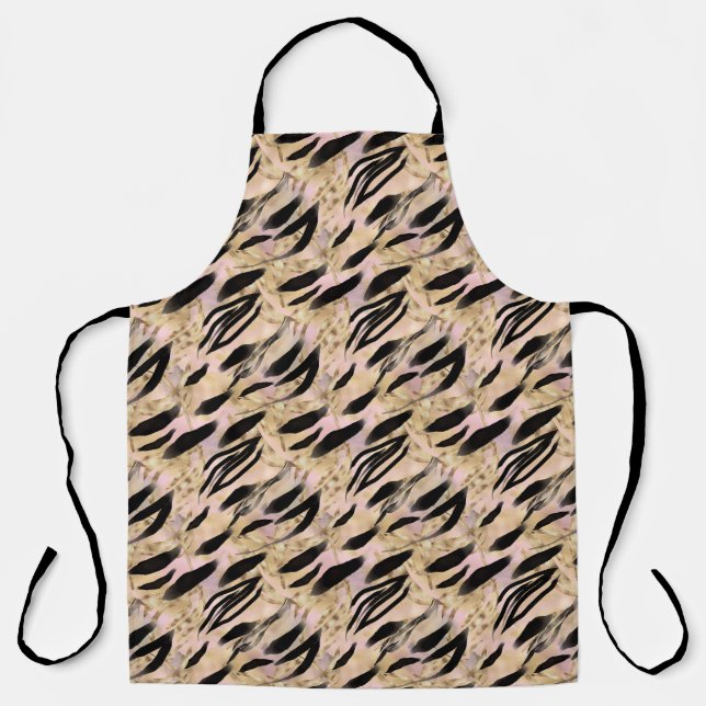 Tropical Palms Tiger Animal Print  Apron (Front)