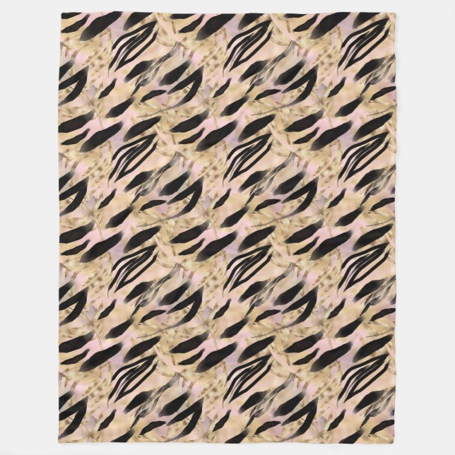Tropical Palms Tiger Animal Print  Fleece Blanket (Front)