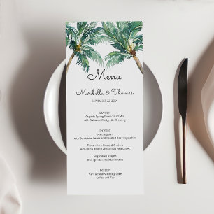 Tropical Palms   Watercolor Beach Wedding Menu