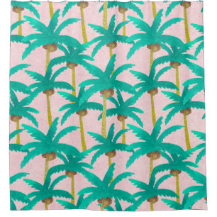 Tropical Palms: Watercolor Summer Pattern Shower Curtain