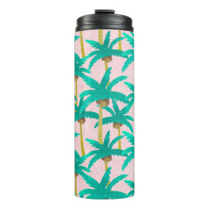 Tropical Palms: Watercolor Summer Pattern Thermal Tumbler