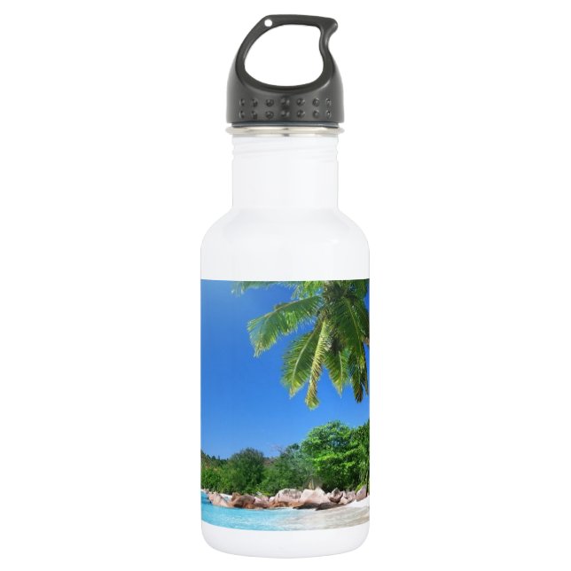 Tropical palmtrees paradise beach 532 ml water bottle (Front)