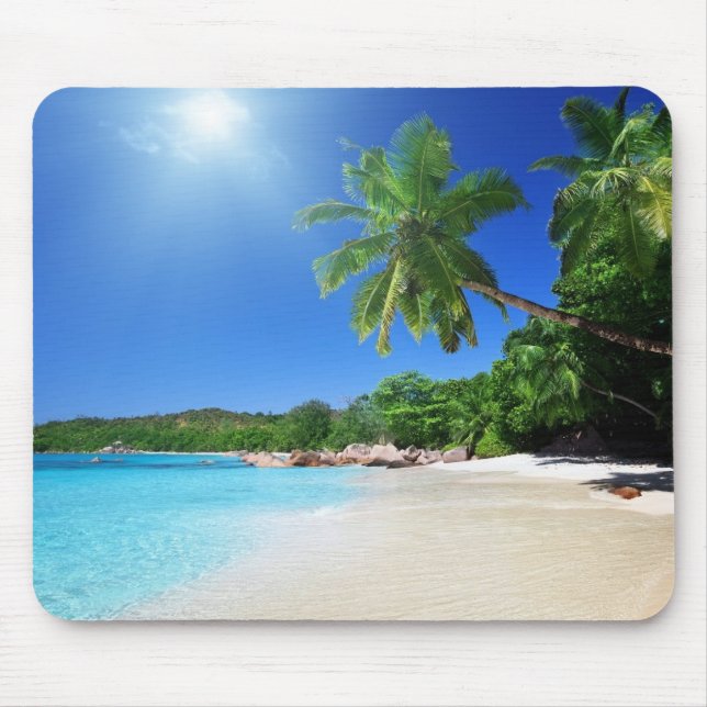 Tropical palmtrees paradise beach mouse mat (Front)