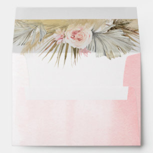 Tropical Pampas Grass and Blush Pink Flowers Envelope