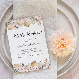 Tropical Pampas Grass Dried Floral & Palm Leaves   Invitation