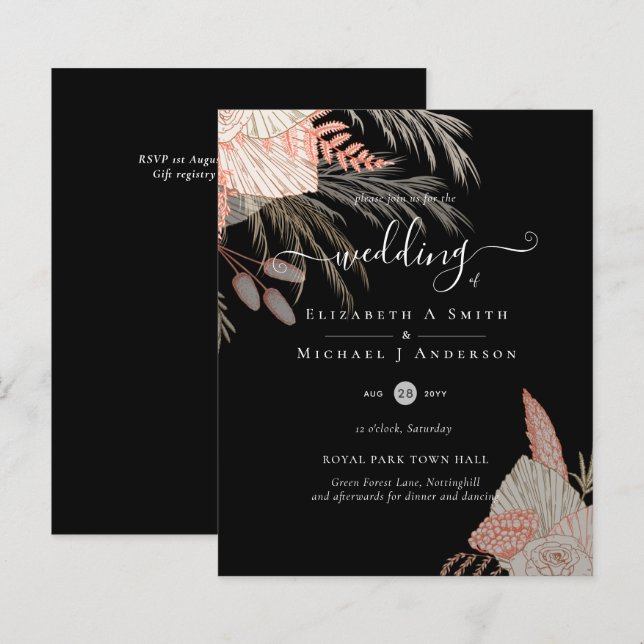 Tropical Pampas Grass Terracotta Wedding (Front/Back)
