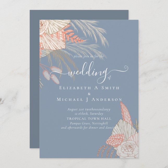 Tropical Pampas Grass Terracotta Wedding (Front/Back)