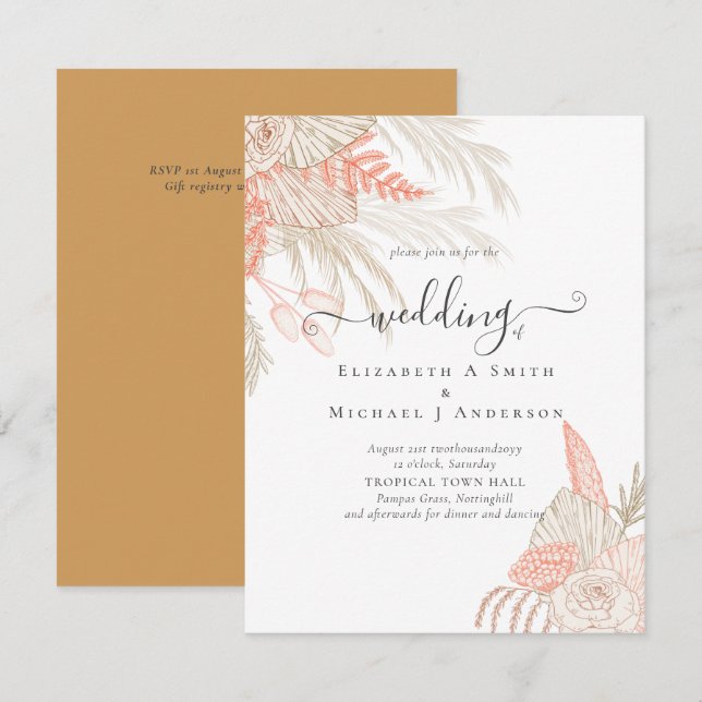 Tropical Pampas Grass Terracotta Wedding (Front/Back)