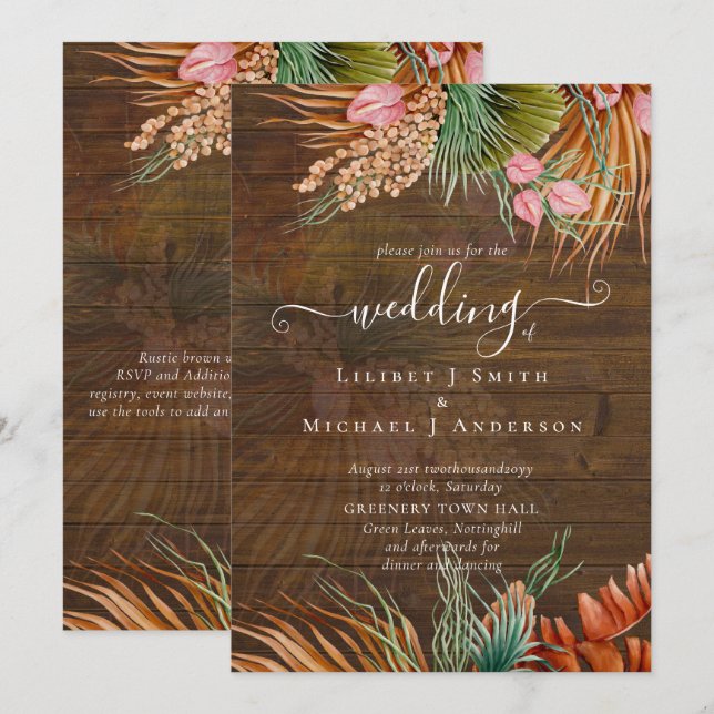 Tropical Pampas Grass Terracotta Wedding (Front/Back)