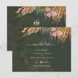 Tropical Pampas Grass Terracotta Wedding Postcard