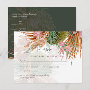 Tropical Pampas Grass Terracotta Wedding Postcard