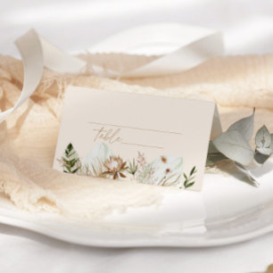 Tropical pampas grass wedding place card
