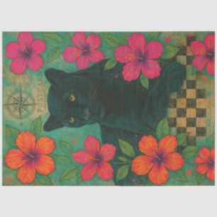 Tropical Panther Postcard – Bold Jungle Decoupage Tissue Paper