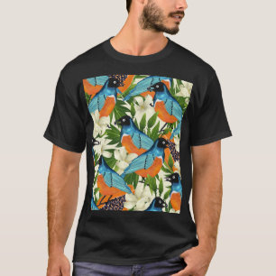 Tropical papaya and bird pattern. T-Shirt