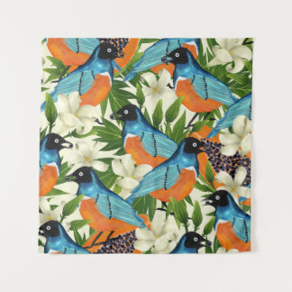 Tropical papaya and bird pattern. tapestry