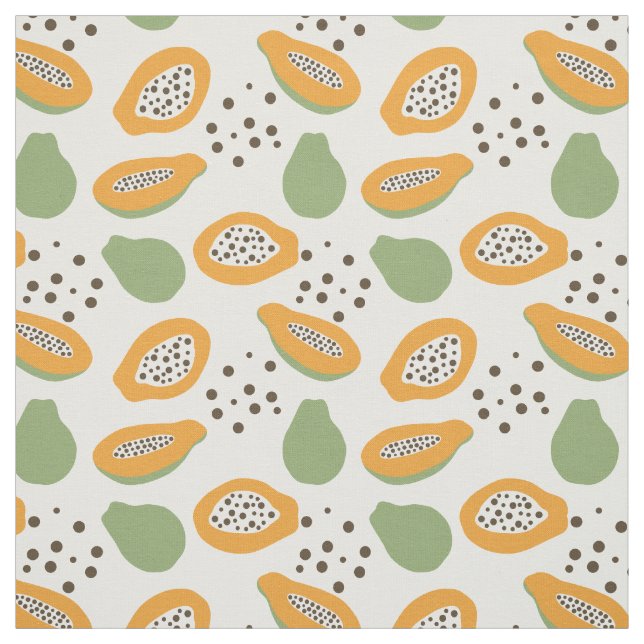 Tropical Papaya Fruit Pattern Fabric (Swatch)