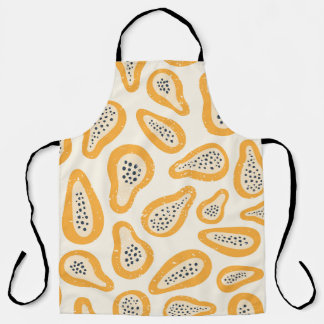 Tropical Papaya: Grunge, Hand Drawn. Apron