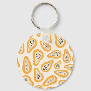 Tropical Papaya: Grunge, Hand Drawn. Key Ring