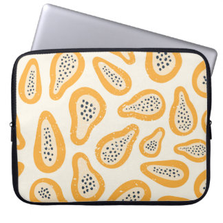 Tropical Papaya: Grunge, Hand Drawn. Laptop Sleeve