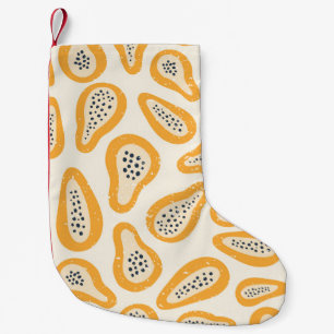 Tropical Papaya: Grunge, Hand Drawn. Small Christmas Stocking