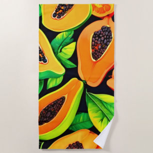 Tropical Papaya Paradise Beach Towel