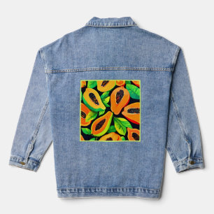 Tropical Papaya Paradise Denim Jacket