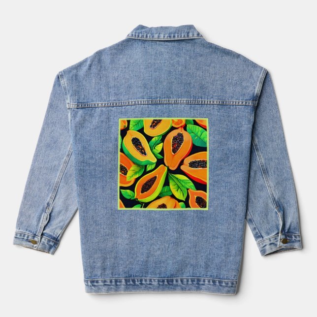 Tropical Papaya Paradise Denim Jacket (Back)