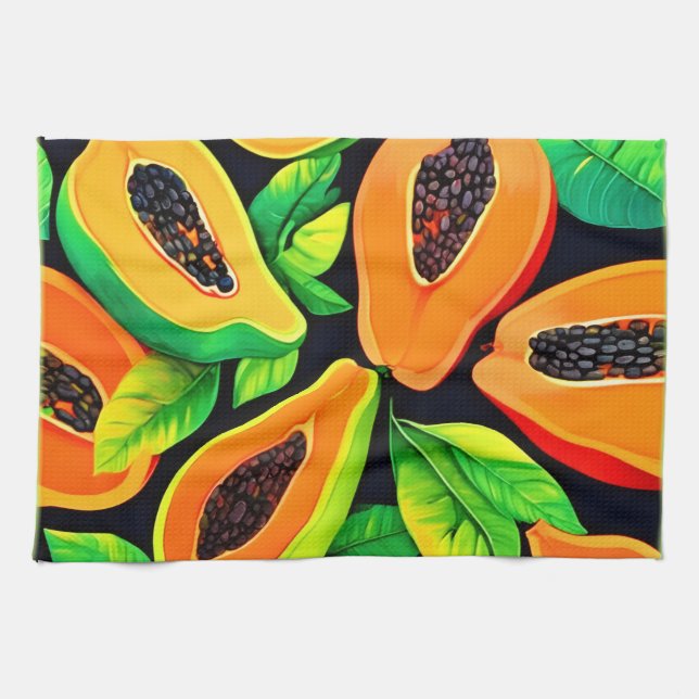 Tropical Papaya Paradise Tea Towel (Horizontal)