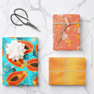 Tropical Papaya Wrapping Paper Sheet