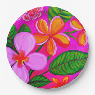 Tropical paper party plates