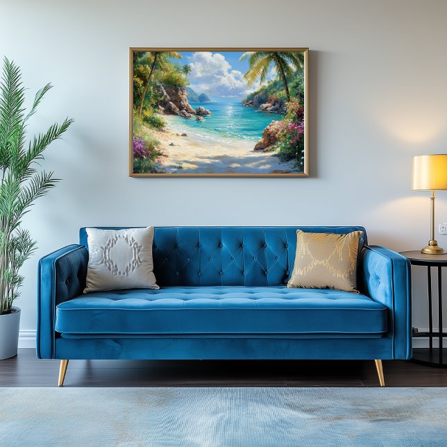 Tropical Paradise: A Secluded Beach Escape Canvas Print (Beach Cover)