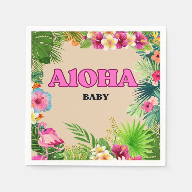 Tropical Paradise Baby Shower: Aloha Baby Napkins (Front)