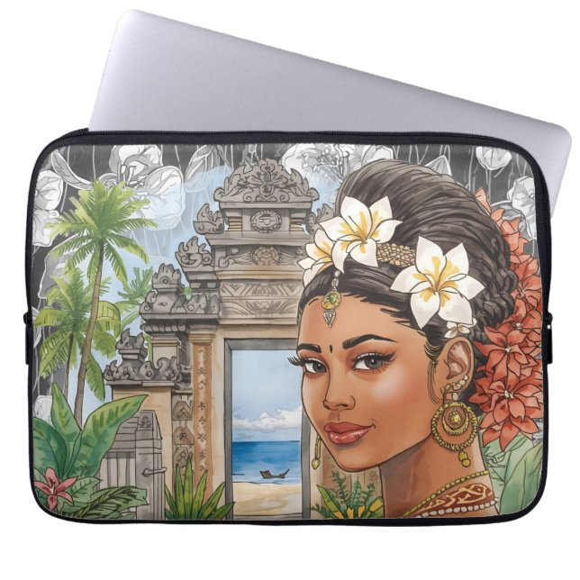 Tropical Paradise, Balinese Beauty, Tropical Beach Laptop Sleeve (Front)