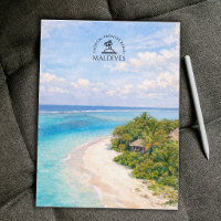 Tropical Paradise Beach, Maldives | Watercolor