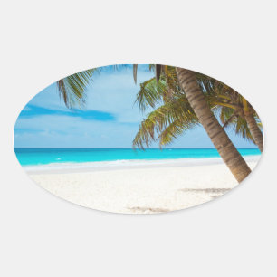 Tropical Paradise Beach Oval Sticker