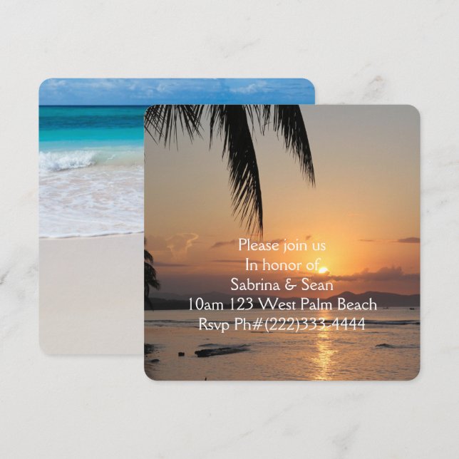 Tropical Paradise Beach Palm Destiny Destiny'S Invitation (Front/Back)
