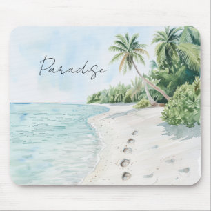 Tropical Paradise Beach Palm Trees Mouse Mat