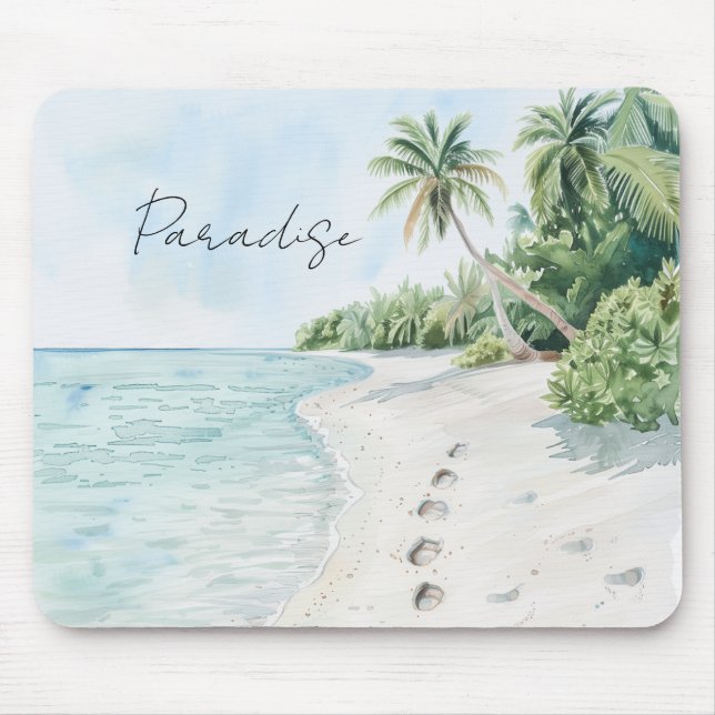 Tropical Paradise Beach Palm Trees Mouse Mat (Front)
