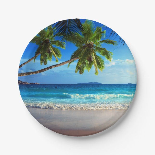 Tropical Paradise Beach Paper Plate (Front)