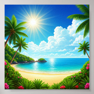 Tropical Paradise Beach Poster