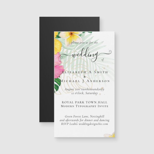 Tropical Paradise Beach Wedding Vibrant Florals (Front/Back)
