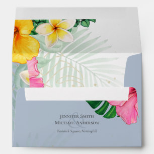 Tropical Paradise Beach Wedding Vibrant Florals Envelope