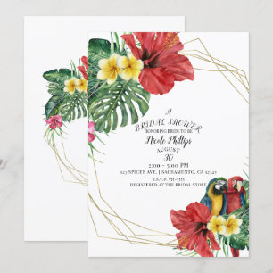 Tropical Paradise Birds Floral Bridal Shower Invitation
