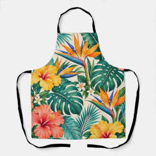 Tropical Paradise Botanical Floral Pattern Apron