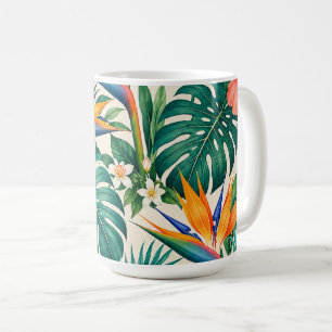 Tropical Paradise Botanical Floral Pattern Coffee Mug