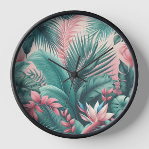 Tropical Paradise Botanical Pattern Clock